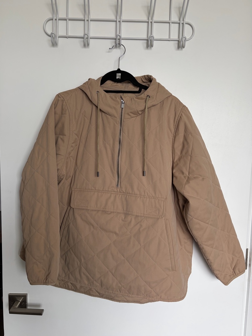 Banana Republic Quilted Hooded Pullover Jacket in Tan